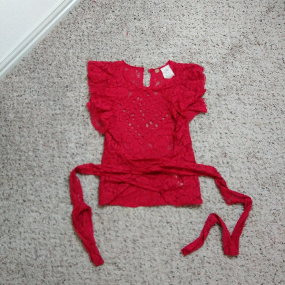 Free People Celeste Lace Wrap Top SZ M - Picture 5 of 8